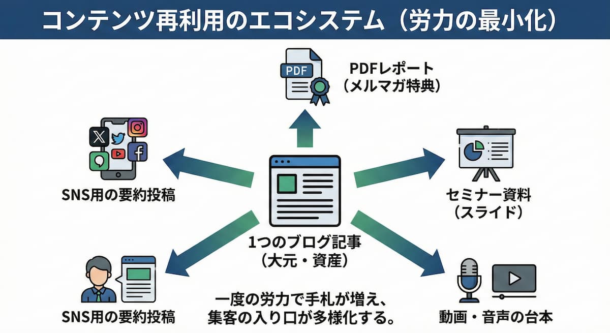 ブログはコンテンツの「2次利用」で労力を最小化できる