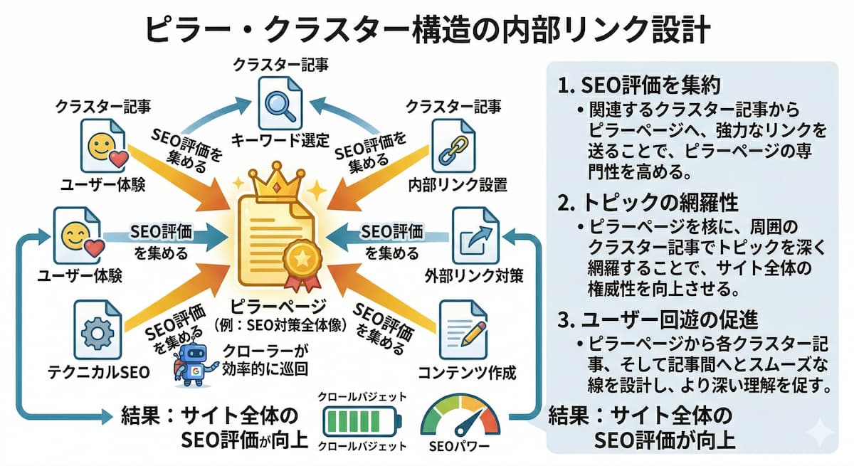 ピラー・クラスター構造の内部リンク設計
