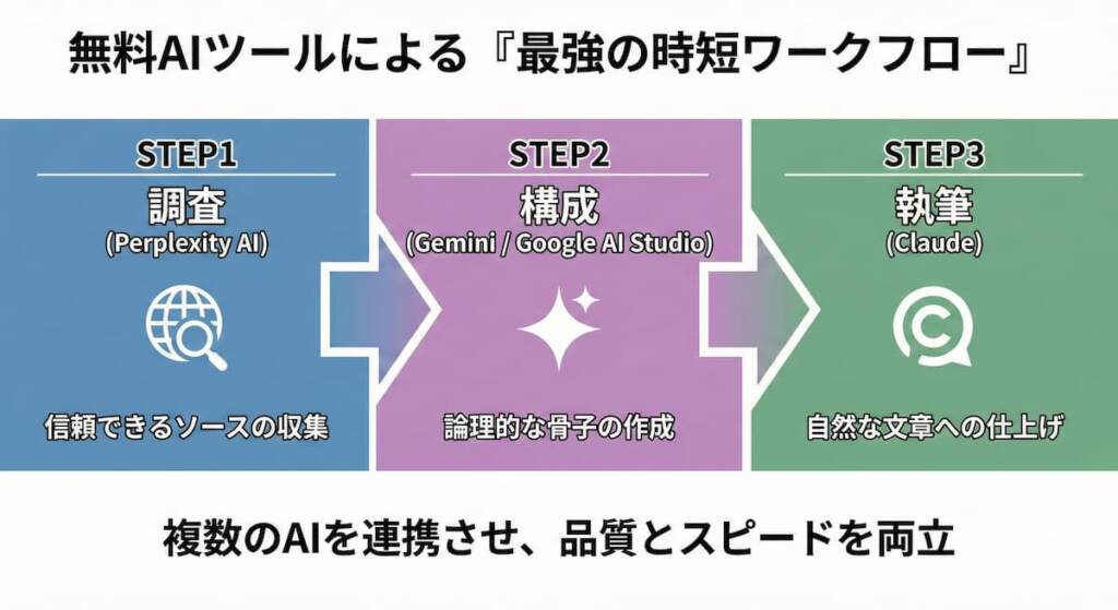 Perplexity × Gemini × Claude のリレーフロー