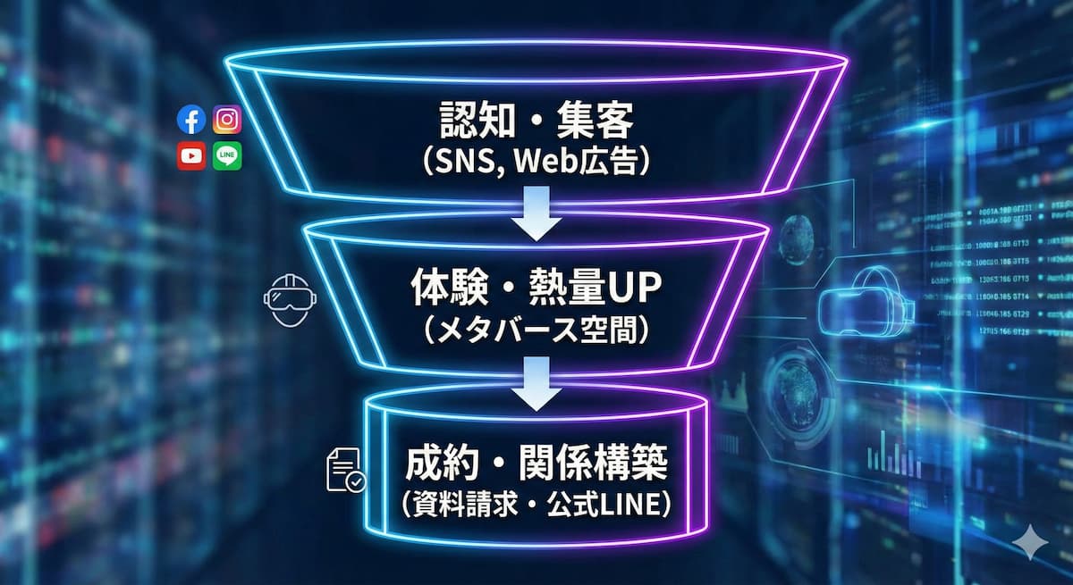 メタバースを組み込んだマーケティング全体設計図(ファネル)