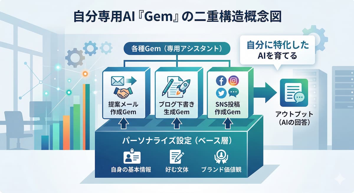 Geminiのパーソナライズ設定2つの機能を組み合わせた活用の流れ