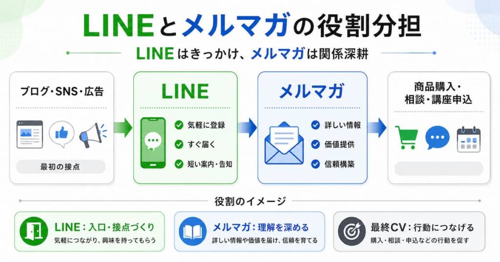 LINEとメルマガの役割分担