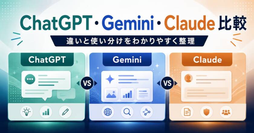 【2026年版】ChatGPT・Gemini・Claude の違いを比較、個人事業主の使い分け方を解説します