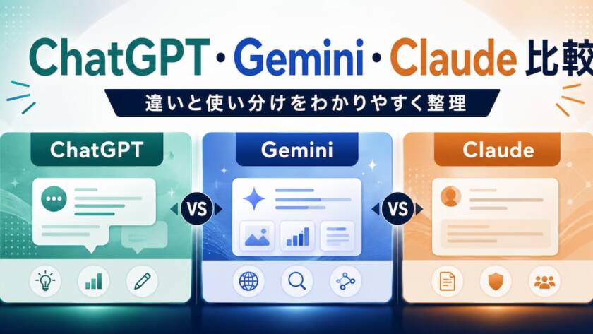 【2026年版】ChatGPT・Gemini・Claude の違いを比較、個人事業主の使い分け方を解説します