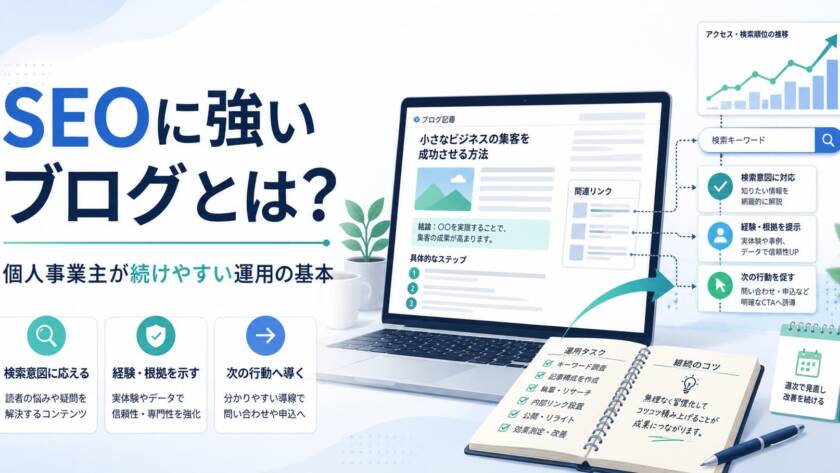 SEOに強いブログとは？個人事業主が続けやすい運用の基本を解説します